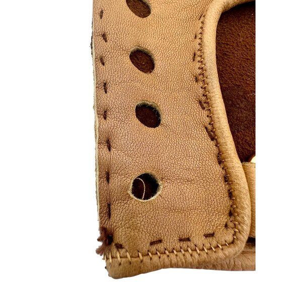 Vintage Leather Perforated Driving Gloves Hand Crafted Hand-stitched S/M - Picture 6 of 8
